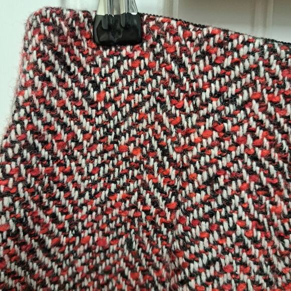 Ann Taylor Loft A-Line Mini Skirt Womens 8 Red Tweed Wool Blend Academia Preppy - Picture 7 of 13